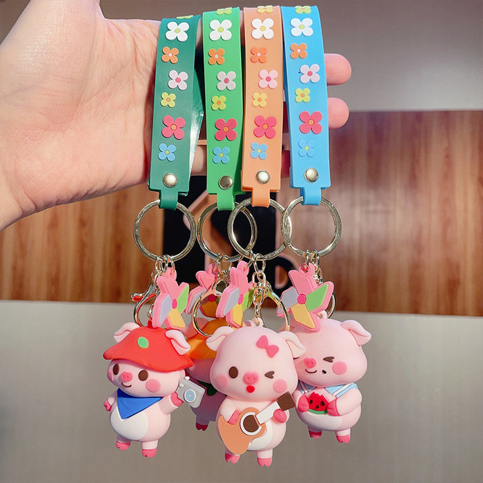 Wholesale Cute Cartoon PVC Pig Keychains