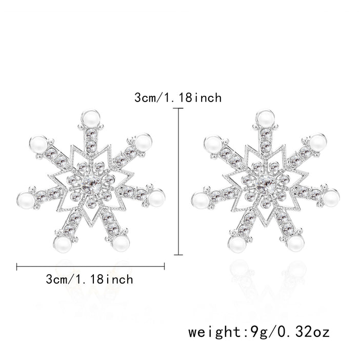 Wholesale Christmas Ornaments Diamond Snowflake Earrings