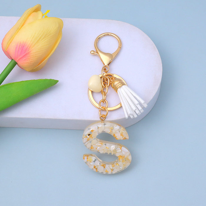 Wholesale New Gold Foil Drop Glue Letter Pendant Keychain Girl Bag Pendant Girlfriend Gift