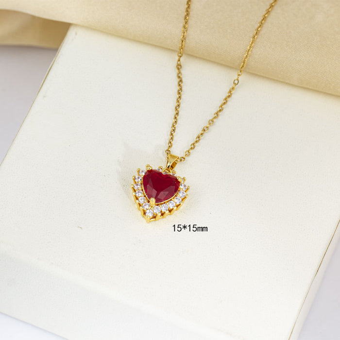 Wholesale Titanium Steel Necklace for Women heart necklace Earrings Ring Light Luxury Collarbone Chain