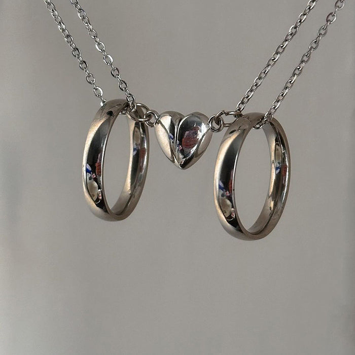 Wholesale New jewelry, niche alloy pendant, personalized couple love, double-layer layered necklace set