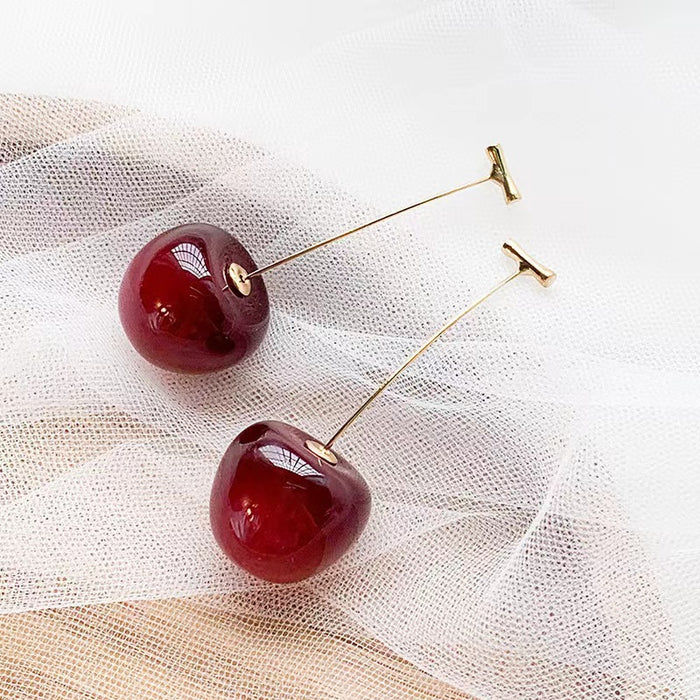 Wholesale cherry fruit acrylic earrings Cherry elegant simple cute resin trendy earrings