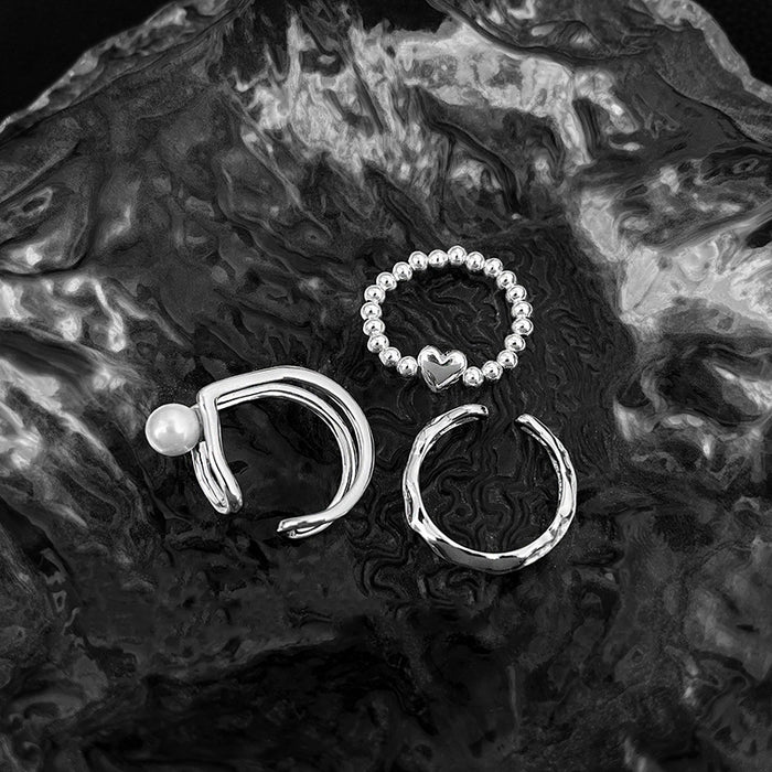 Wholesale Love Pearl Three-piece Copper Ring JDC-RS-BaoJ004