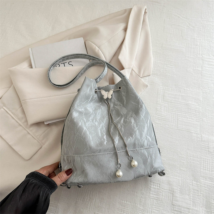 Wholesale Niche design chain backpack with fashionable texture, bucket bag, crossbody single shoulder bag