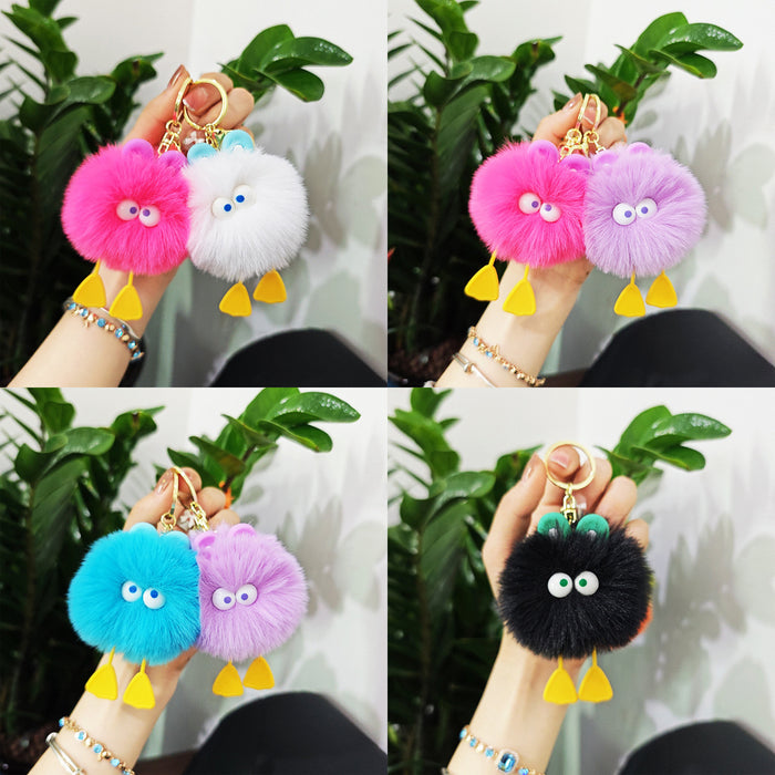 Wholesale imitation rex rabbit fur doll little duck plush ball pendant doll schoolbag pendant keychain mobile phone accessories