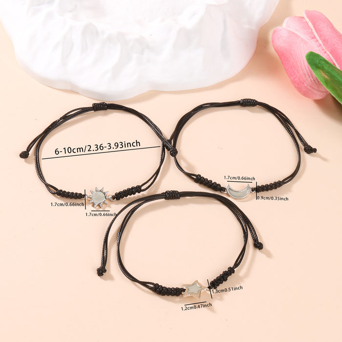Wholesale Woven Hand Rope Sun Moon Bracelet Simple Star Couple Friendship Bracelet
