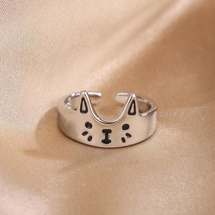 Wholesale Cute Cartoon Gel Dropping Cat Ring Sweet Niche