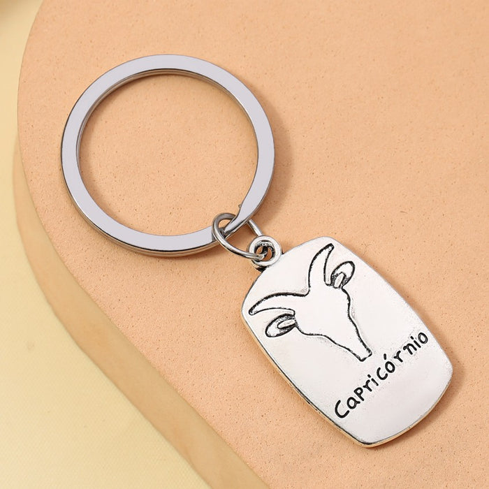 Wholesale Alloy Electroplating Constellation English Letter Keychain JDC-KC-RongRui071