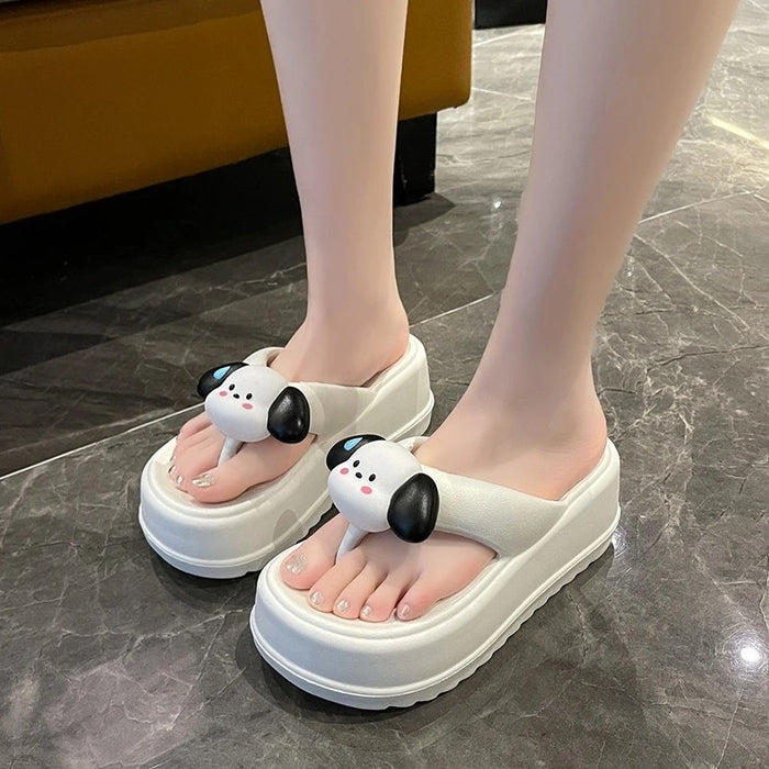 Wholesale anti odor non slip cute cartoon thick soled flip flops