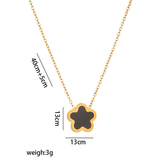 Wholesale plum blossom fritillary pendant diamond titanium steel necklace female niche flower