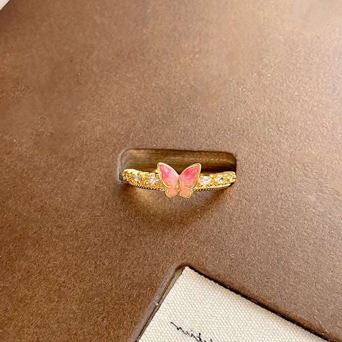 Wholesale Enamel bow opening ring, niche creative design, patterned bracelet