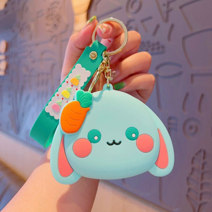 Wholesale Cute Rabbit Coin Purse Silicone Card Bag Mini Children's Wallet Hanging Cartoon Keychain School Bag Bag Pendant