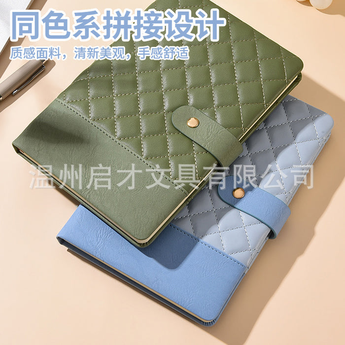 Wholesale Notebook Pu Spliced Rhombus Hand Ledger Creative High-Value Business Notepad