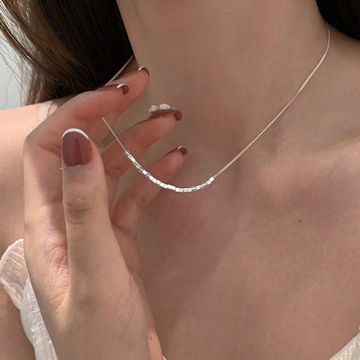 Wholesale Pure silver square necklace, new luxury collarbone, niche design accessory