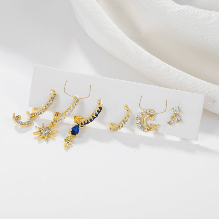 Wholesale Asymmetric full diamond earrings, tassel pendant, ear buckle, personalized and fashionable earrings for women