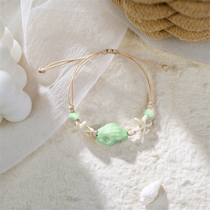 Wholesale Ceramic Beach Style Handmade Bracelet Women' s Bohemian Starfish Conch Beaded Jewelry