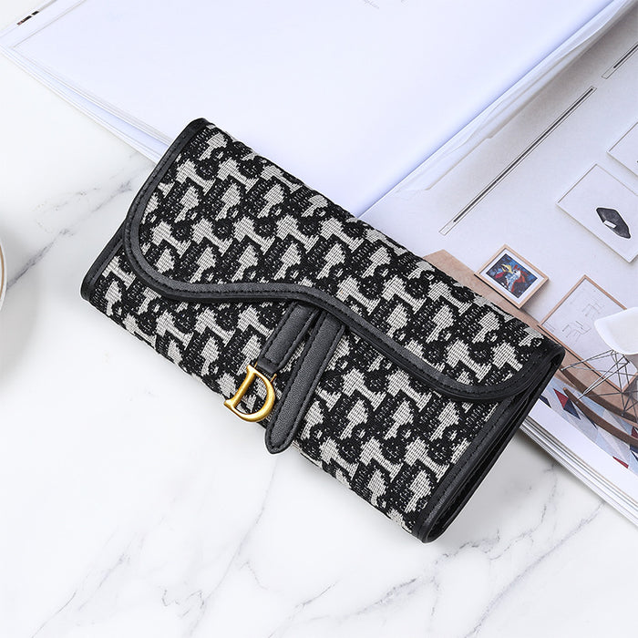 Wholesale Vintage Large Capacity D-clip Wallets Women's Long Stylish Multi-card Slot Tri-fold Handbags