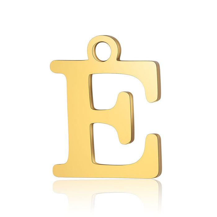 Wholesale 5 Pcs Titanium Steel Letter 26 Gold Capital English Letter Pendants JDC-PT-QZ001