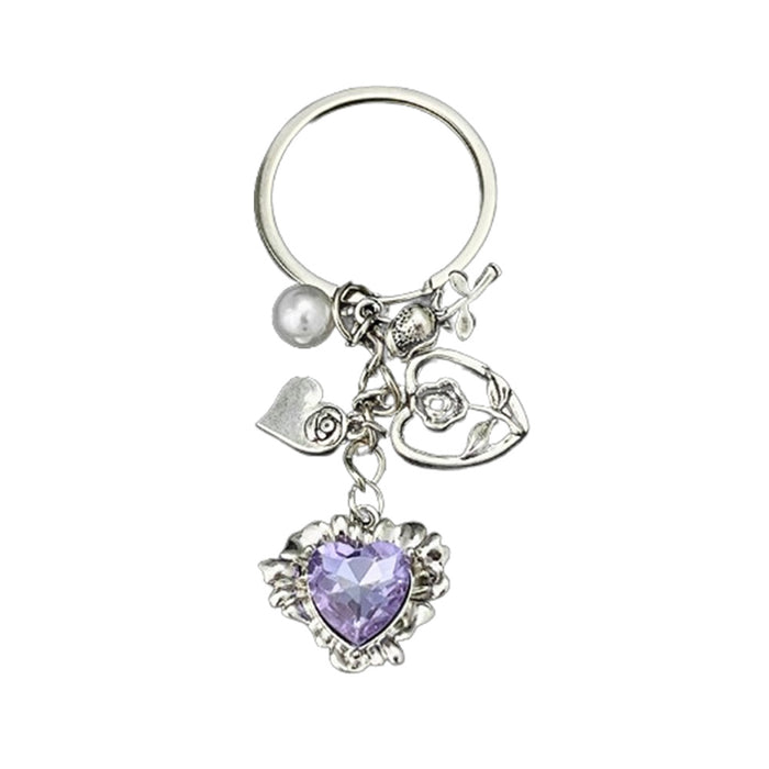 Wholesale Love Purple Diamond Rose Zinc Alloy Keychain JDC-KC-LuNeng013