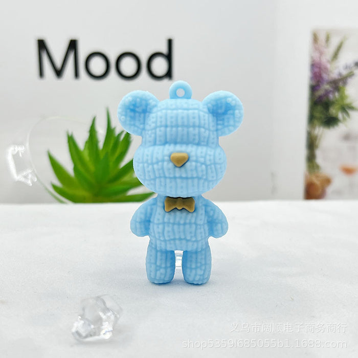 Wholesale Bear Key Chain Doll Pendant Collar Bear Key Chain Pendant Little Bear Key Chain Doll Pendant Cream Glue