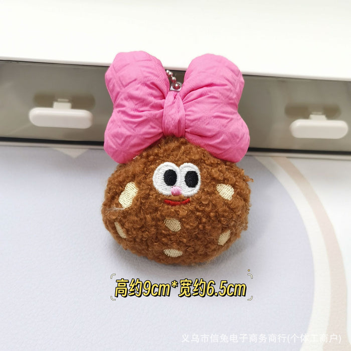 Wholesale Cute Creative Bow Cookie Pendant Cute Fun Biscuit Plush Doll Keychain Bag Car Pendant Decoration