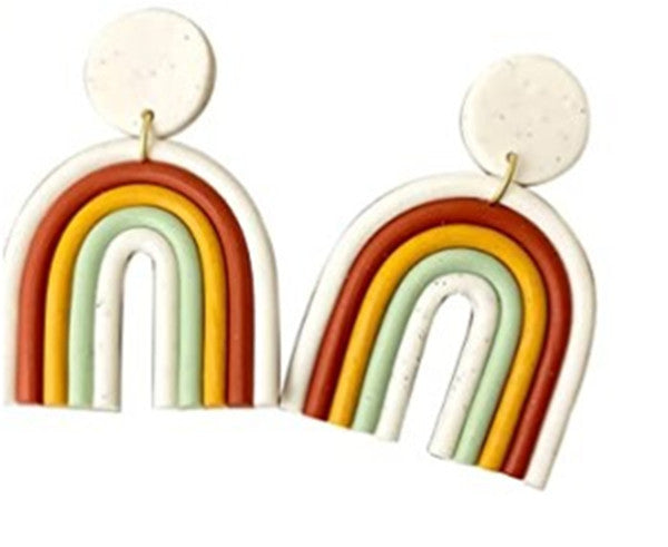 Wholesale U-shaped Rainbow Color Polymer Clay Earrings JDC-ES-TengC002