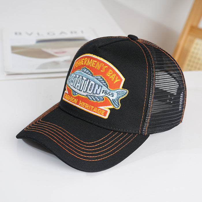 Wholesale 5-Piece Hat Pure Cotton Embroidered Baseball Cap Breathable Fishing Sun Hat Mesh Cap