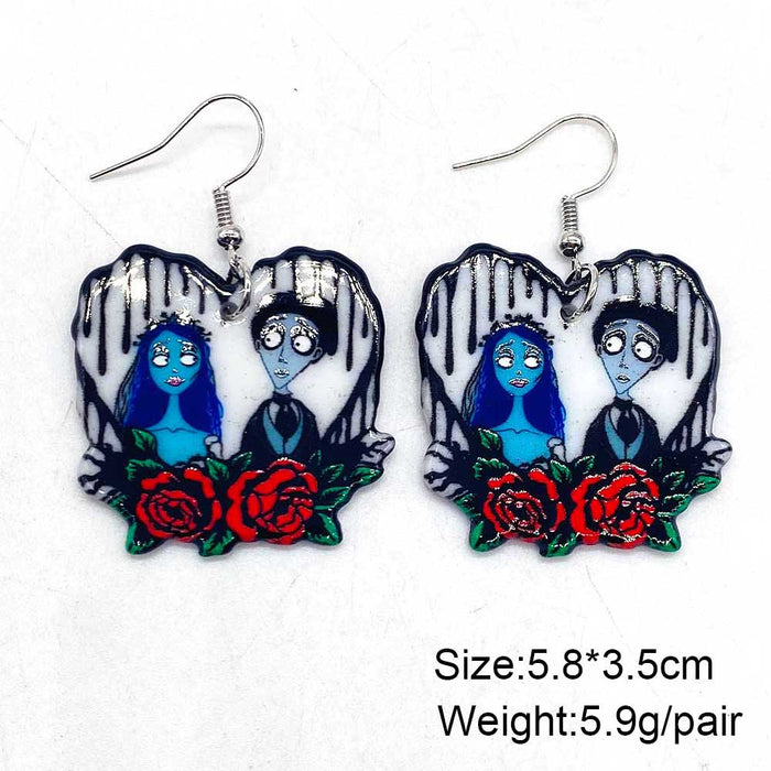 Wholesale Acrylic Earrings Ghost Bride Zombie Couple Earrings Valentine' s Day  Earrings Jewelry
