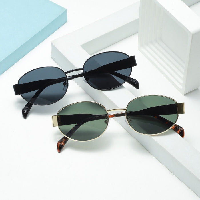 Wholesale  Metal Oval Frame Sunglasses Sun Protection Sunglasses for Men and Women