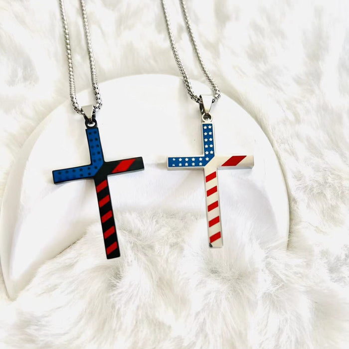 Wholesale Stainless steel drip oil cross necklace, titanium steel pendant, non fading necklace