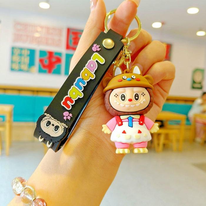 Wholesale New cross-dressing  cartoon keychain cute couple schoolbag pendant car keychain claw machine small gift