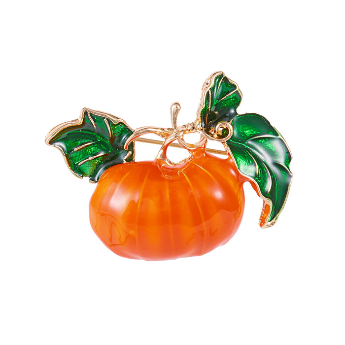 Wholesale  brooch with funny smiling pumpkin,  witch and broom painted in oil