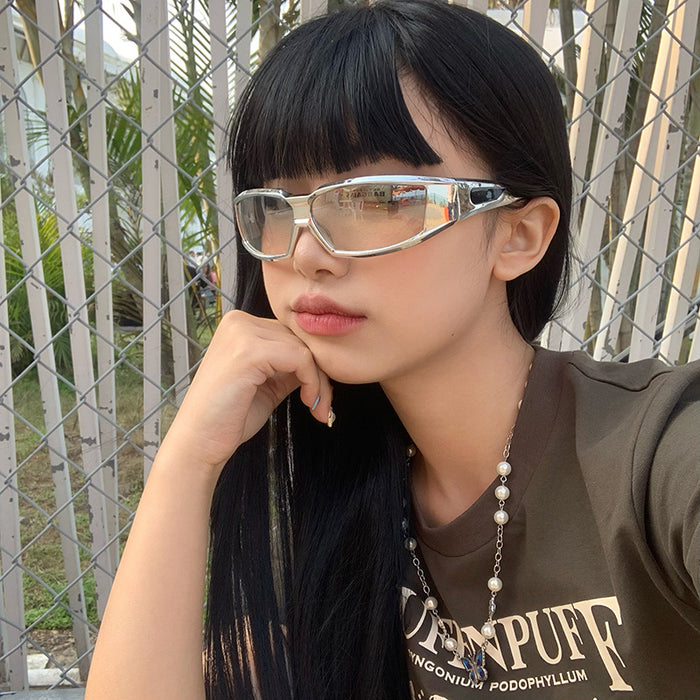 Wholesale Sunglasses Square Reflective Silver Frame Glasses