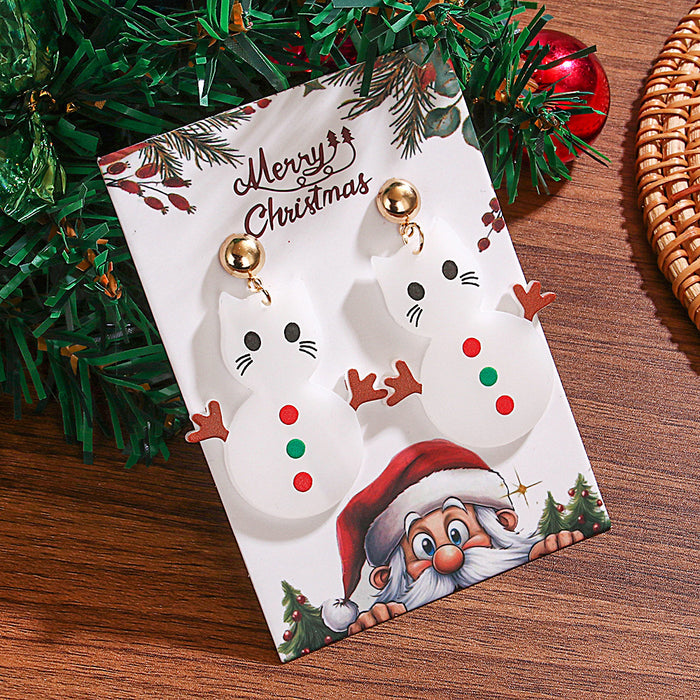 Wholesale Christmas Series Earrings Handmade DIY Acrylic Cute Cat Gingerbread Man Snowman Earrings
