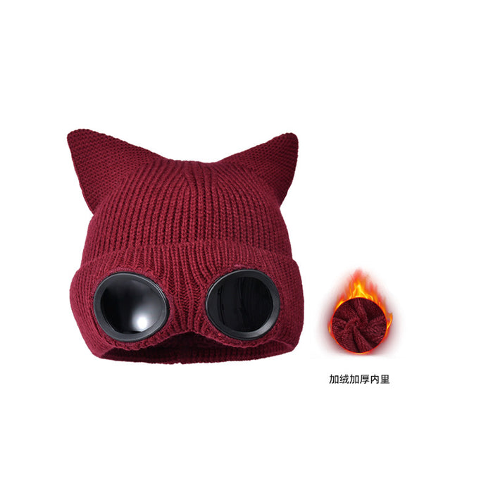 Wholesale Autumn and Winter Windproof Glasses Knitted Wool Cap JDC-FH-BG026