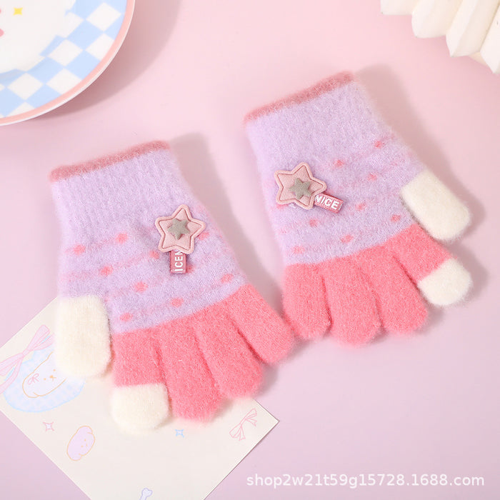 Wholesale Cute Star-Shaped Cold-Weather Knitted Gloves
