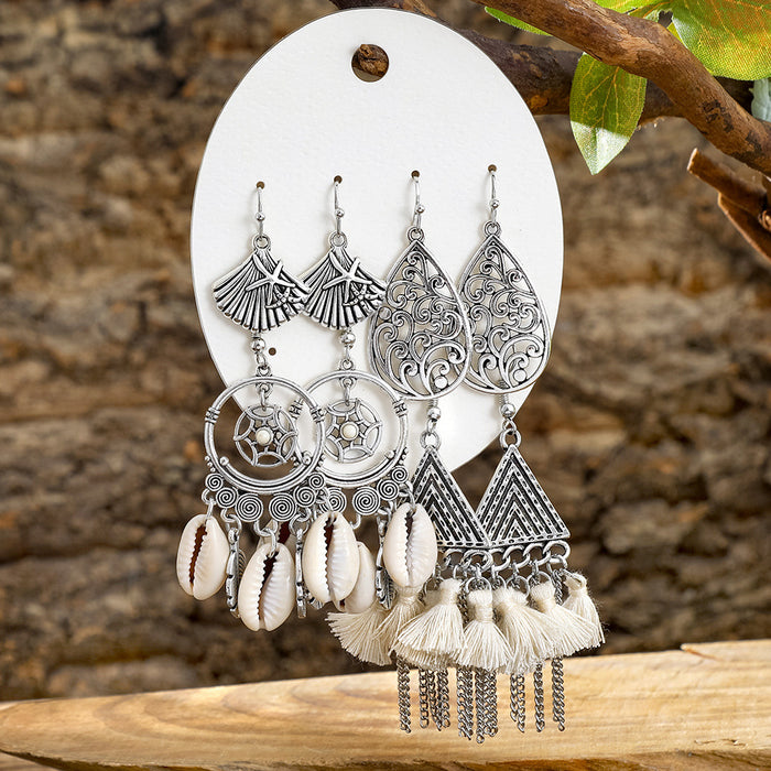 Wholesale Alloy Tassel Earring Set Retro Ethnic Style Bohemian Jewelry Accessory MOQ≥2