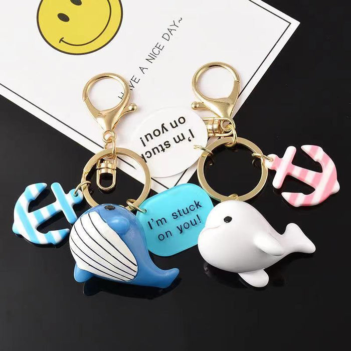 Wholesale Creative acrylic small whale keychain pendant cute couple small pendant personality car key ring small gifts