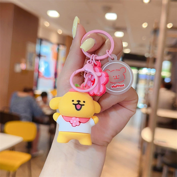 Wholesale Cute puppy keychain cartoon puppy schoolbag hanging price car keychain claw machine small gift