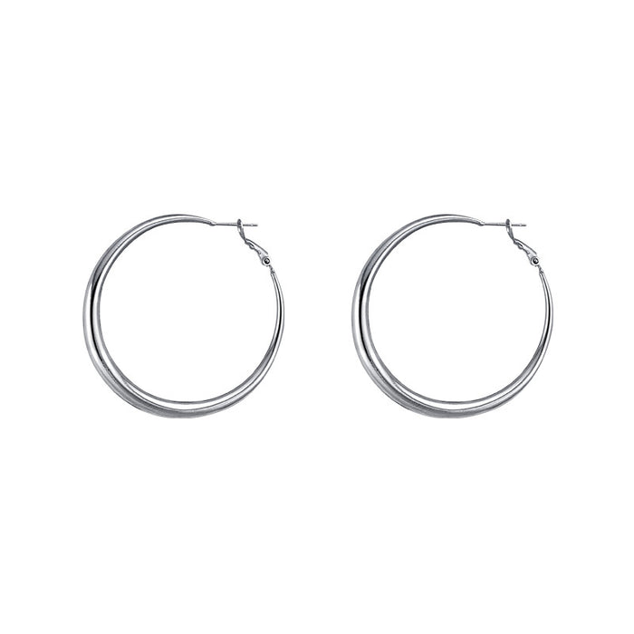 Wholesale Silver Plain Circle, Silver Needle Earrings, Women's Round Face Earrings, Small and High End, Circle Earrings