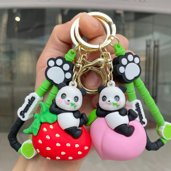 Wholesale Fruit Panda Keychain Keychain Backpack Pendant Doll Grabbing Machine Doll