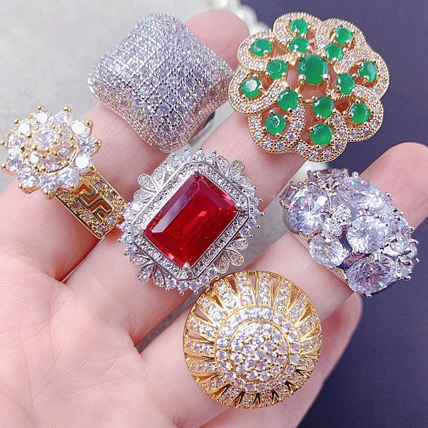 Wholesale Heavy-duty full zircon micro-paved copper ring
