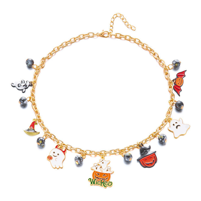 Wholesale Cat Pumpkin Pendant Necklace Chic Boutique Resale for Party