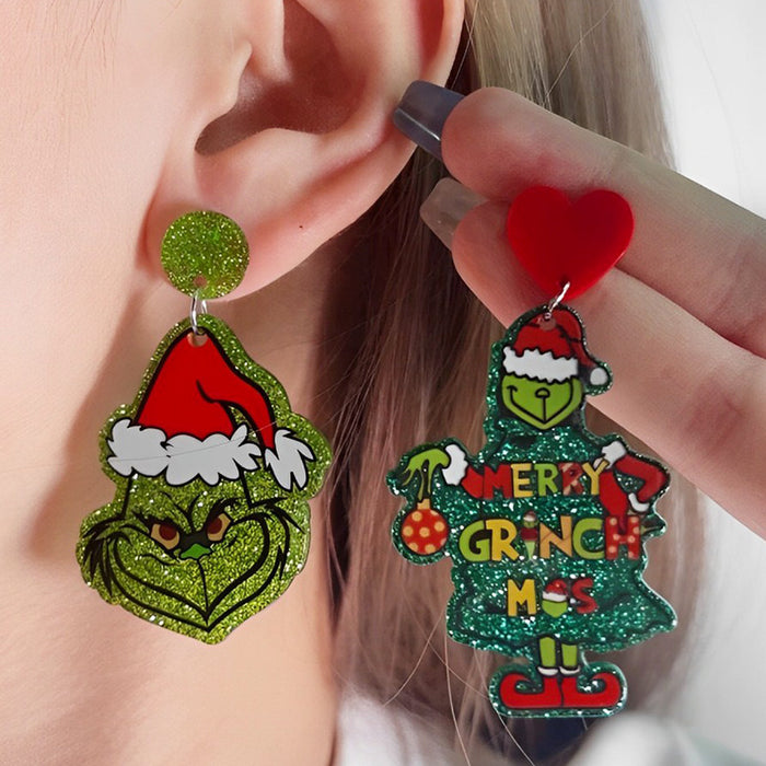 Wholesale Christmas Tree English Clown Acrylic Earrings Cartoon Pistol Earrings