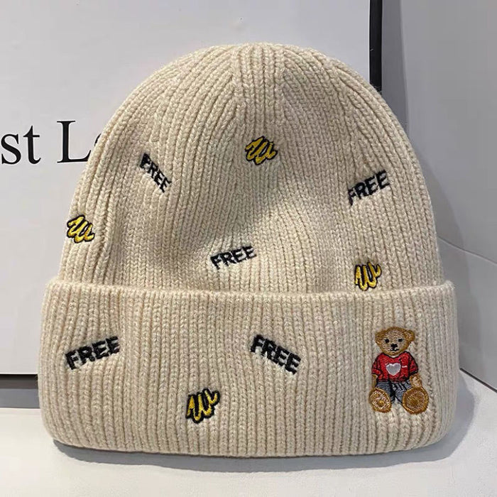 Wholesale Autumn and Winter Cartoon Embroidery Letters Pullover Knitted Hat JDC-FH-Shangy001