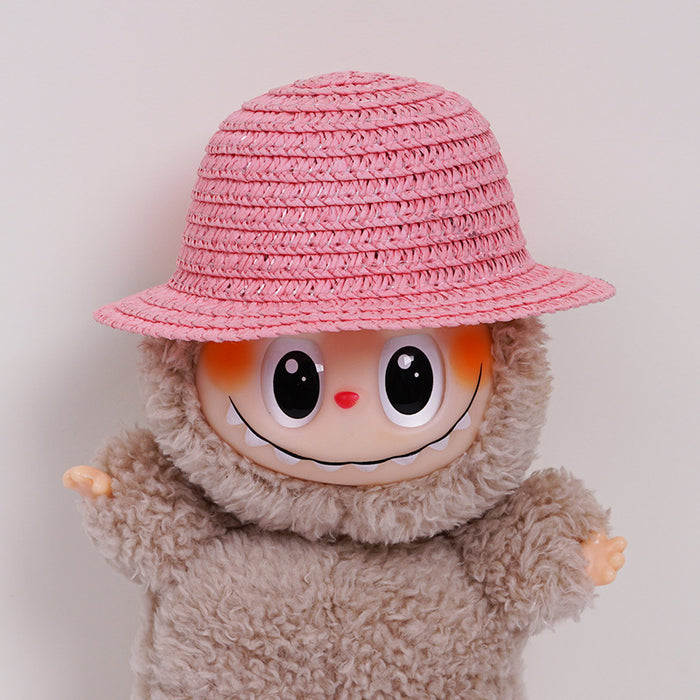 Wholesale  mini hollow top woven straw hat dome wave pull cloth leaking ear hat dress-up baby clothes accessories