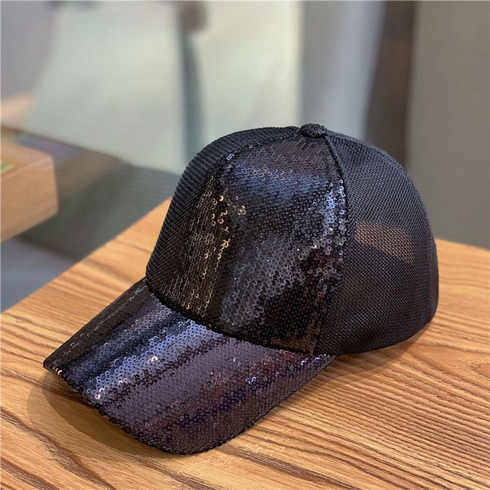 Wholesale Hat Colorful Sequined Large Brim Mesh Hat Street Baseball Cap Mesh Breathable Sun Hat