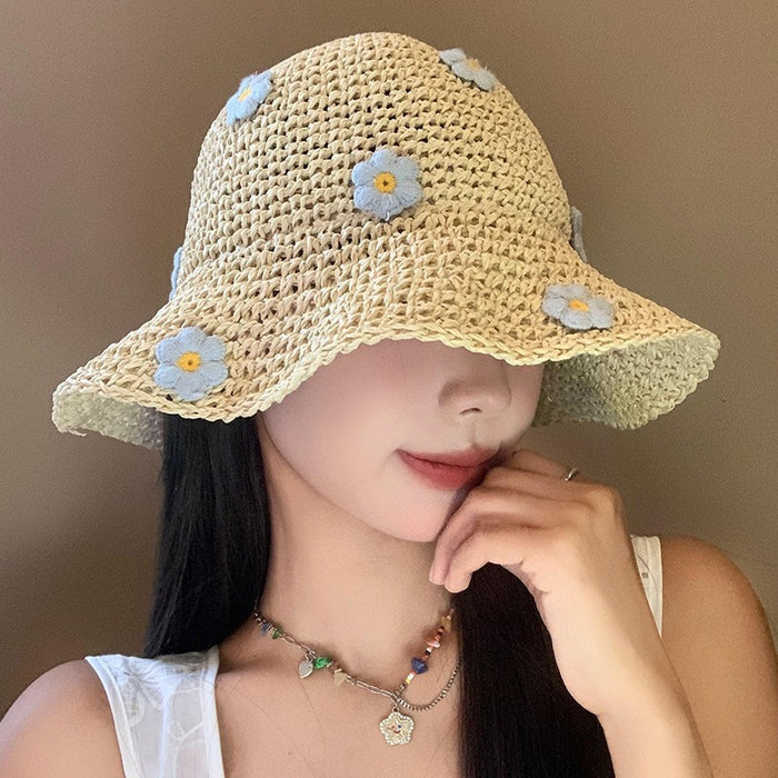 Wholesale Flower Straw Hat Women's Summer Sun Protection and Sunshade Fisherman's Hat