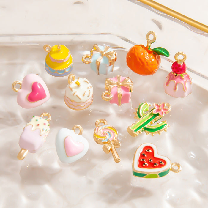 Wholesale Alloy Jewelry Accessories Ins Style Handmade DIY Cake Candy Jewelry Childlike Cartoon Sweet Pendant Single Pendant