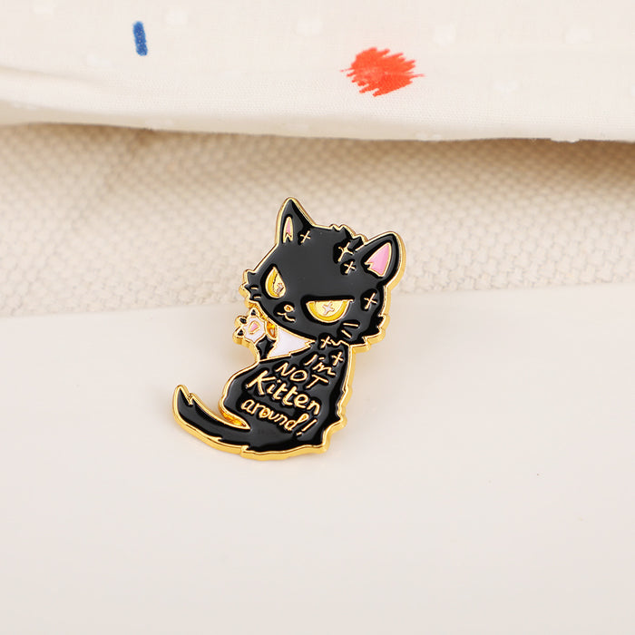 Wholesale Cute cartoon funny personality kitten brooch cat metal badge clothes bag accessories